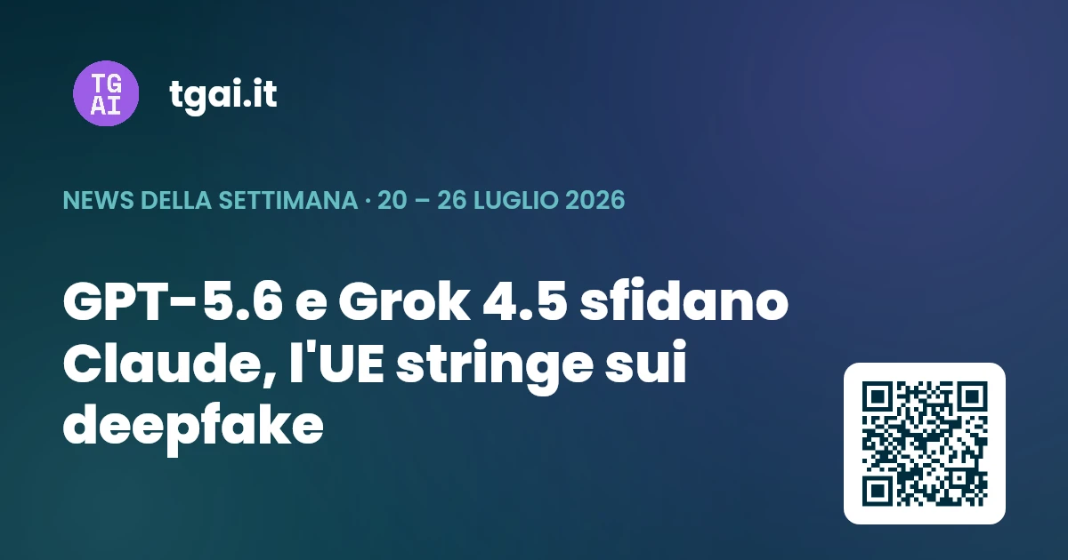 Settimana 20 – 26 luglio 2026