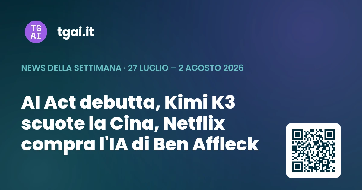Settimana 27 luglio – 2 agosto 2026
